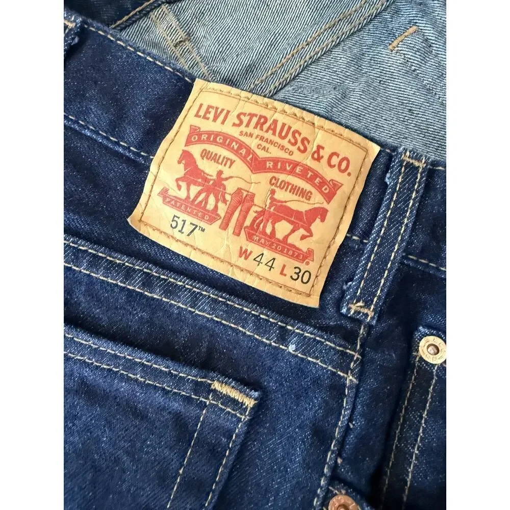 Levi's 517 Jeans Mens Size 44x30‎ Dark Blue Wash Denim Bootcut Western Cowboy